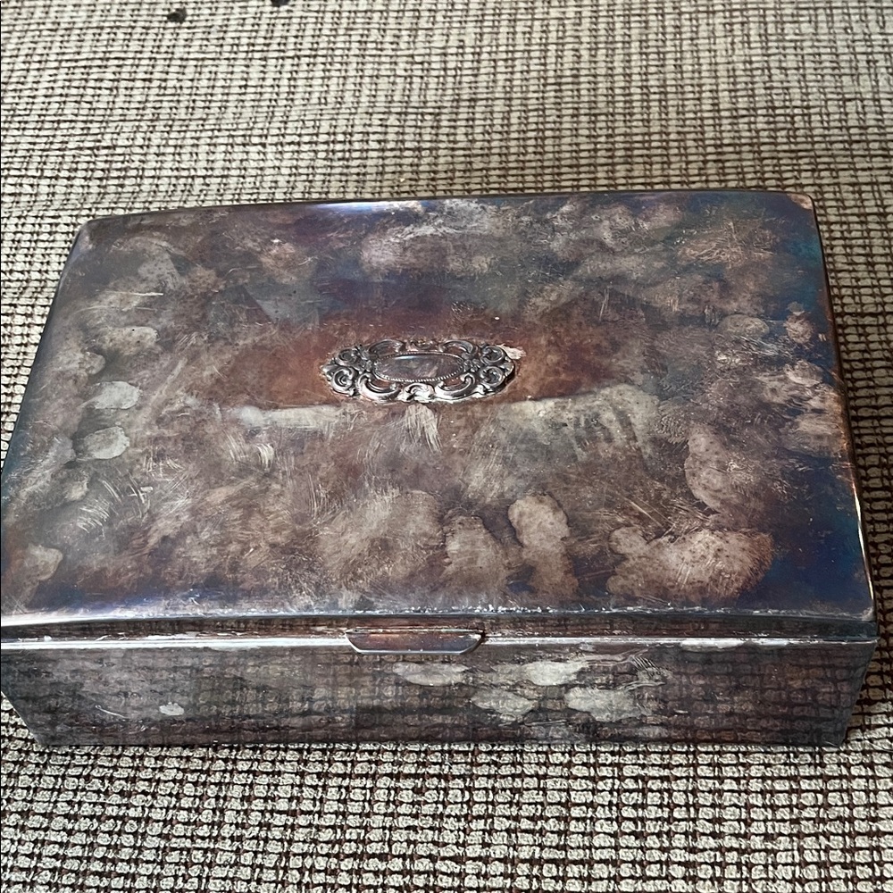 Vintage Silver Plated Jewelry Box with gorgeous Royal Blue Velvet lining